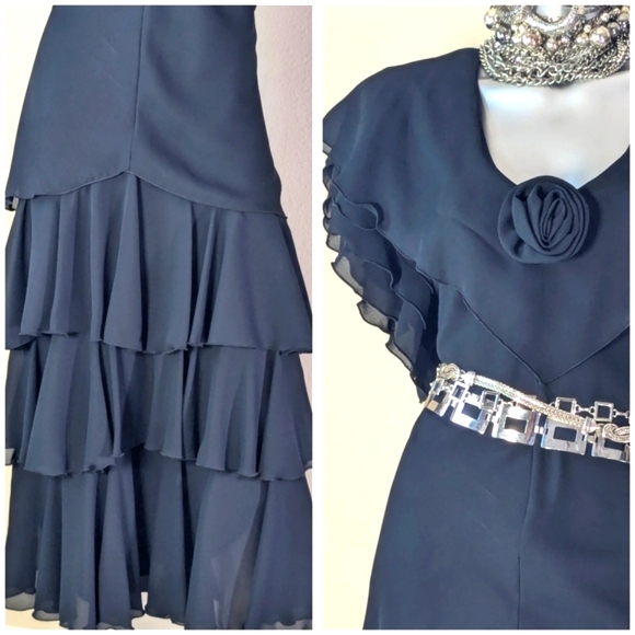 AFTER DARK 80S Layered Ruffle Fairy Core Whimsical Grunge Steampunk Grunge Dress - Picture 3 of 13